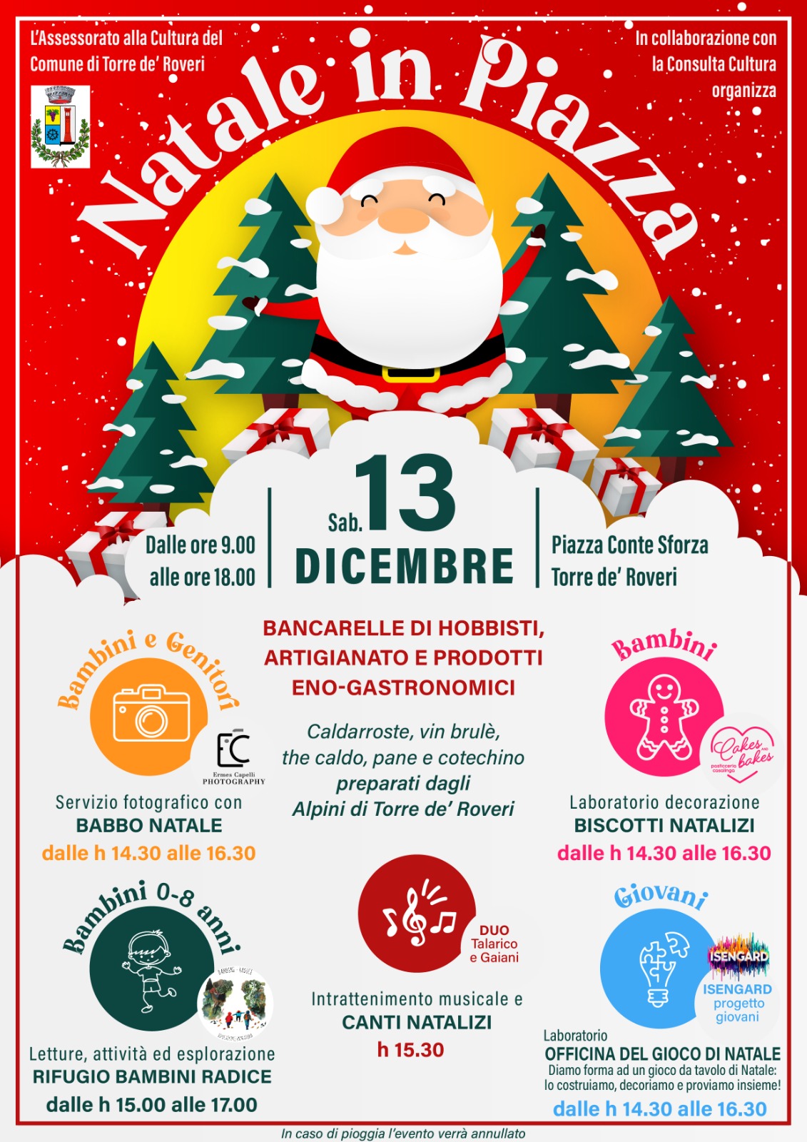 Con Mercatini di Natale dalle ore 09.00